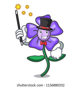 Magician periwinkle flower mascot cartoon