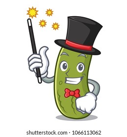 Magician pickle mascot cartoon style