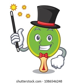 Magician ping pong racket mascot cartoon