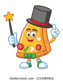 magician pizza slice mascot character vector