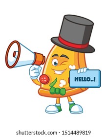magician pizza slice mascot character vector