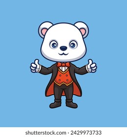 Magician Polar Bear Cute Cartoon Illustration