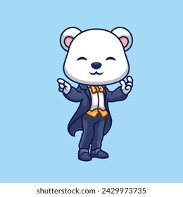Magician Polar Bear Cute Cartoon Illustration