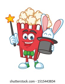 magician popcorn mascot character vector design