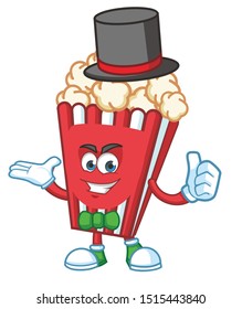 magician popcorn mascot character vector design