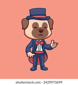 Magician Pub Dog Cute Cartoon Illustration