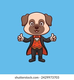 Magician Pub Dog Cute Cartoon Illustration