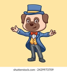 Magician Pub Dog Cute Cartoon Illustration