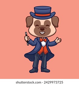 Magician Pub Dog Cute Cartoon Illustration