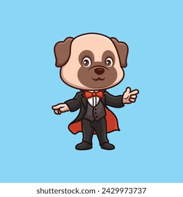 Magician Pub Dog Cute Cartoon Illustration