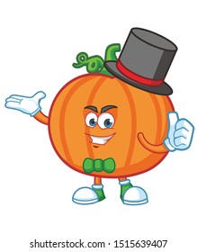 magician pumpkin cartoon mascot character vector
