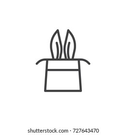 Magician rabbit ears in a magic hat line icon, outline vector sign, linear style pictogram isolated on white. Symbol, logo illustration. Editable stroke