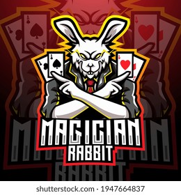 Magician rabbit esport mascot logo design