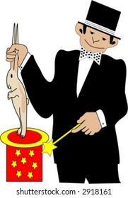 magician with rabbit from hat