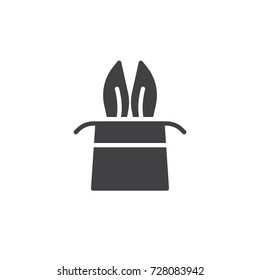 Magician rabbit in a magic hat icon vector, filled flat sign, solid pictogram isolated on white. Symbol, logo illustration.