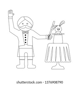 Magician with rabbit outline
