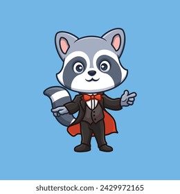 Magician Raccoon Cute Cartoon Illustration