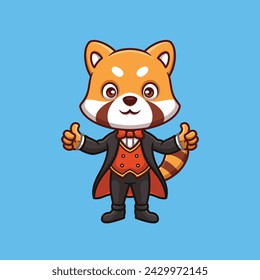 Magician Red Panda Cute Cartoon Illustration