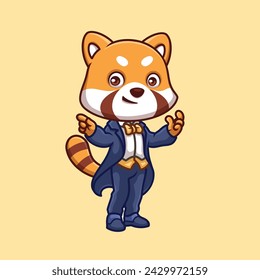 Magician Red Panda Cute Cartoon Illustration