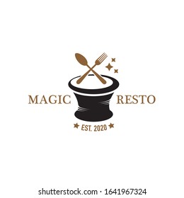 Magician restaurant logo concept, creative magician food 