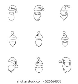 Magician Santa Claus icons set. Outline illustration of 9 magician Santa Claus vector icons for web