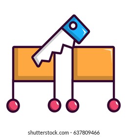 Magician sawing box icon. Cartoon illustration of magician sawing box vector icon for web