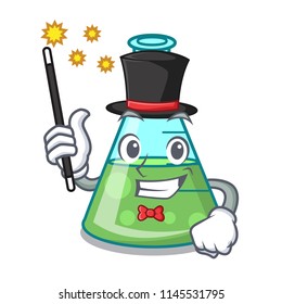 Magician science beaker mascot cartoon