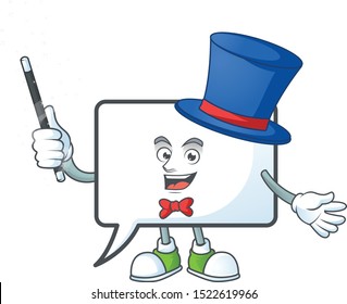 Magician shape rectangle bubble cartoon character style.