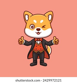 Magician Shiba Inu Cute Cartoon Illustration