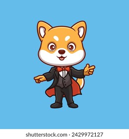 Magician Shiba Inu Cute Cartoon Illustration