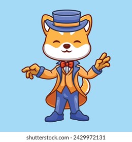 Magician Shiba Inu Cute Cartoon Illustration