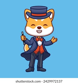 Magician Shiba Inu Cute Cartoon Illustration