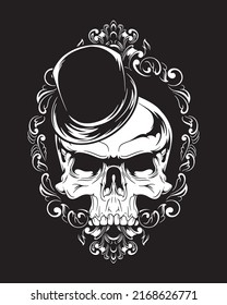 magician Skull artwork illustration and t shirt design Premium Vector