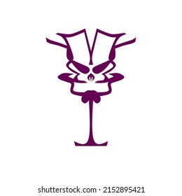 magician skull logo combination of hat, skull and stick supporting the hat