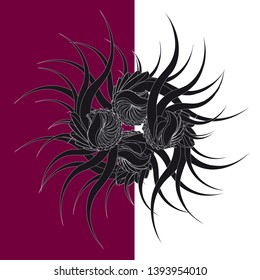 Magician Star, occult symbol on a dark pink and white background