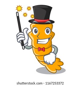 Magician steamed fresh raw shrimp on mascot cartoon
