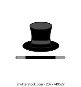 magician stick and hat icon vector sign symbol