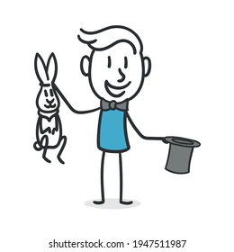 Magician stick man. Concept of man capable of achieving the unimaginable