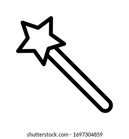magician stick vector thin line icon 