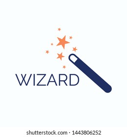 Magician Stick Wizard Icon Vector Logo Template