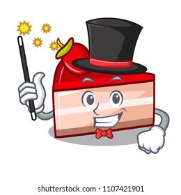 Magician strawberry cake mascot cartoon