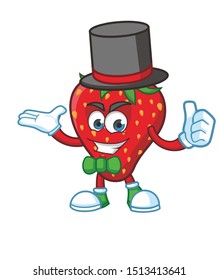 magician strawberry mascot character vector design