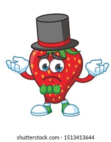 magician strawberry mascot character vector design