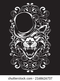 magician Tiger artwork illustration and t shirt design Premium Vector