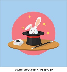 Magician Tool Hat And Rabbit