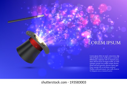 Magician Top hat with fireworks. vector