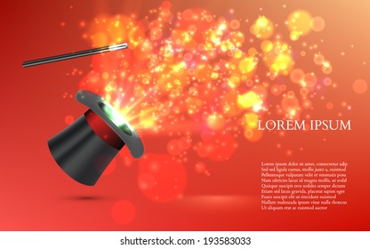 Magician Top hat with fireworks. vector