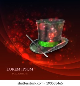 Magician Top Hat with magic particles. Vector