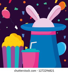 magician top hat with rabbit ears
