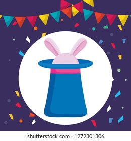 magician top hat with rabbit ears